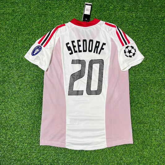 Clarence Seedorf AC Milan 2003 Champions League Final Old Trafford White Retro Jersey Maglia Maillot