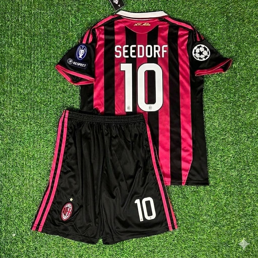 Clarence Seedorf #10– AC Milan 2009-10 Retro Kit Jersey – | KinderTrikot | Maillot Enfant Soccer Shirt