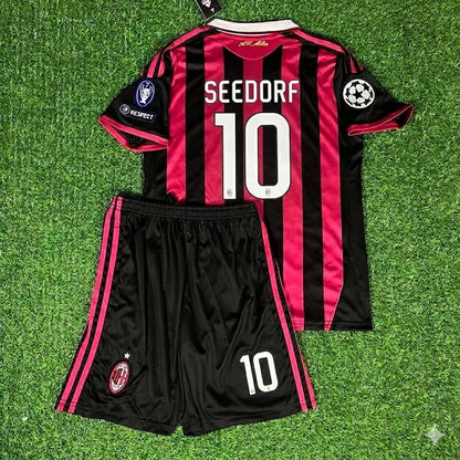 Clarence Seedorf #10– AC Milan 2009-10 Retro Kit Jersey – | KinderTrikot | Maillot Enfant Soccer Shirt