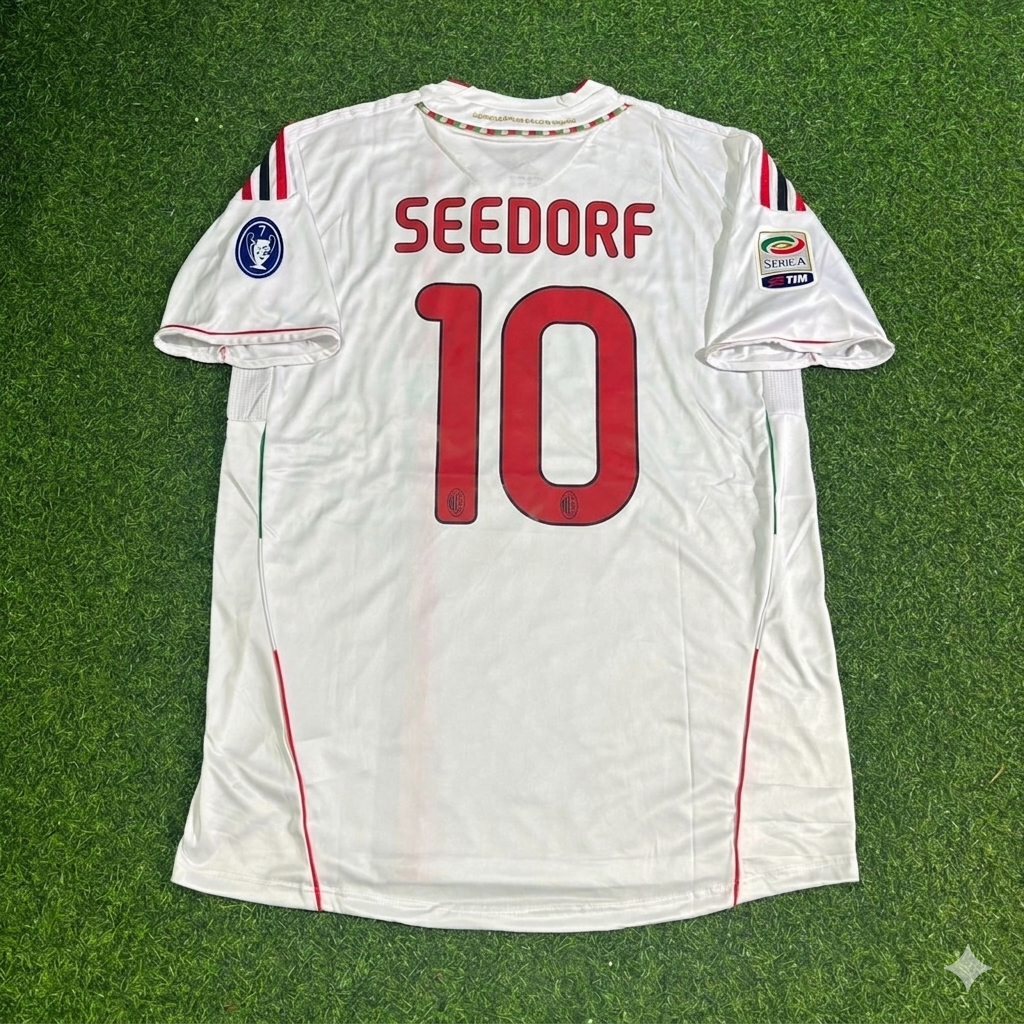 Clarence Seedorf #10 Milan 2011-2012 White Away Retro Football Jersey