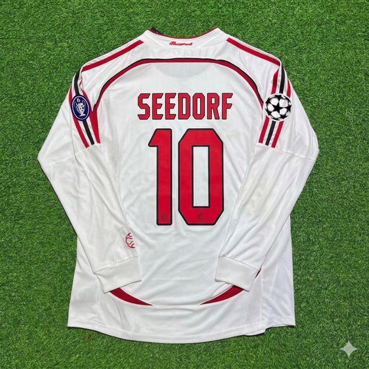 Clarence Seedorf #10 AC Milan 2007 Champions League Final Away White Long Sleeve Retro Jersey