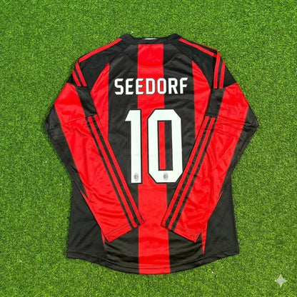 Clarence Seedorf AC Milan 2010-2011 Home Log Sleeve Retro Football Jersey