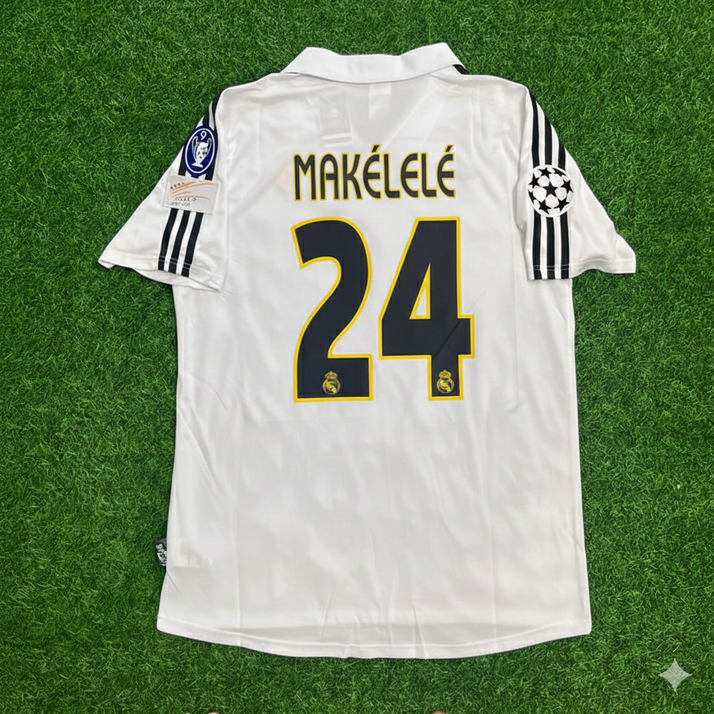Claude Makélélé 24- Real Madrid 2003 2004 White Home Retro Jersey Shirt Trikot Maillot