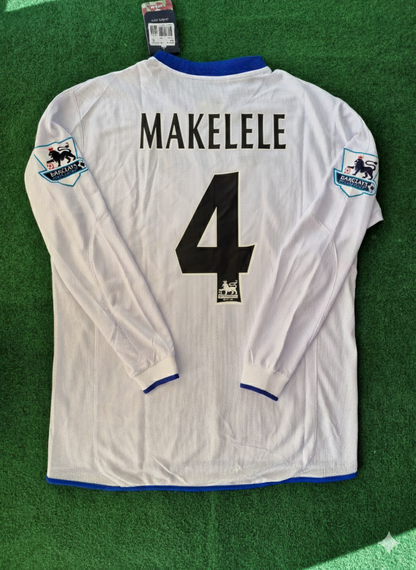 Claude Makelele 4 Chelsea Away 2004 Retro White Long Sleeve Jersey Trikot Kit Maillot Soccer Shirt