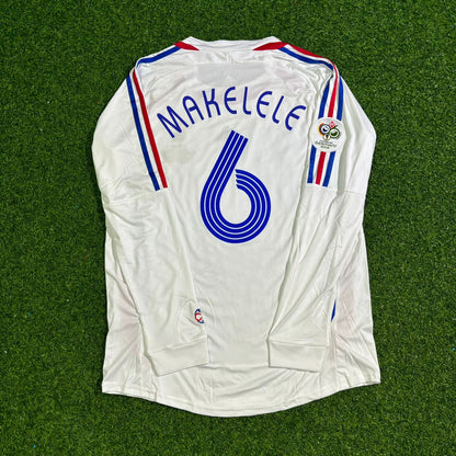 Maillot de football rétro blanc à manches longues Claude Makelele France Coupe du Monde 2006
