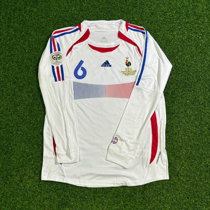 Maillot de football rétro blanc à manches longues Claude Makelele France Coupe du Monde 2006