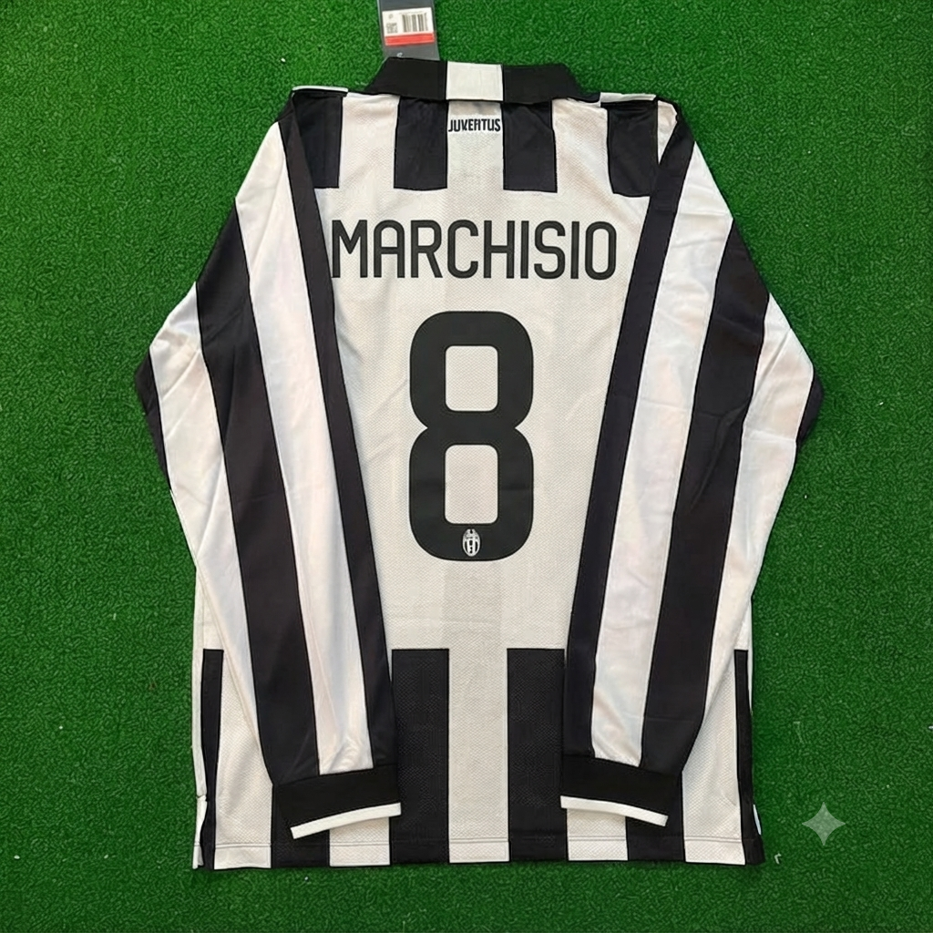 Claudio Marchisio #8 Juventus 2014 2015 Retro Long Sleeve Jersey Trikot Maillot Maglia Soccer Shirt