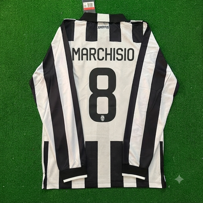 Claudio Marchisio #8 Juventus 2014 2015 Retro Long Sleeve Jersey Trikot Maillot Maglia Soccer Shirt