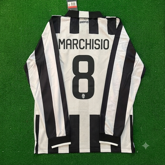 Claudio Marchisio #8 Juventus 2014 2015 Retro Long Sleeve Jersey Trikot Maillot Maglia Soccer Shirt