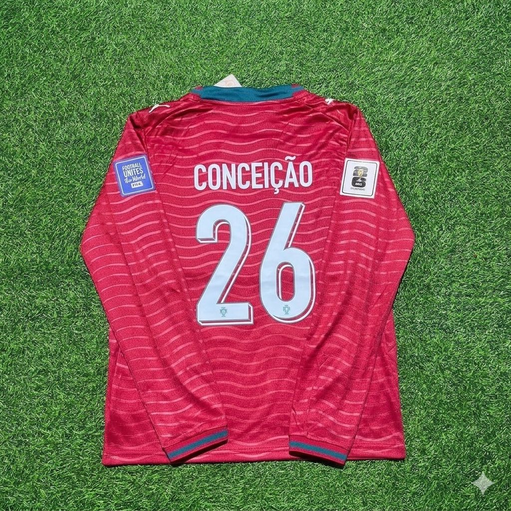 Francisco Conceição Portugal 2026 Red Home New Season Long Sleeve Football Jersey