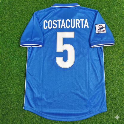 Alessandro Costacurta Italy 1998 World Cup Home Blue Retro Football Jersey