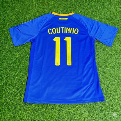 Philippe Coutinho Brazil 2010 World Cup Retro Blue Jersey Trikot