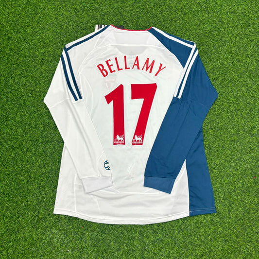 Craig Bellamy Liverpool 2007 White Blue Long Sleeve Retro Jersey Trikot Maglia