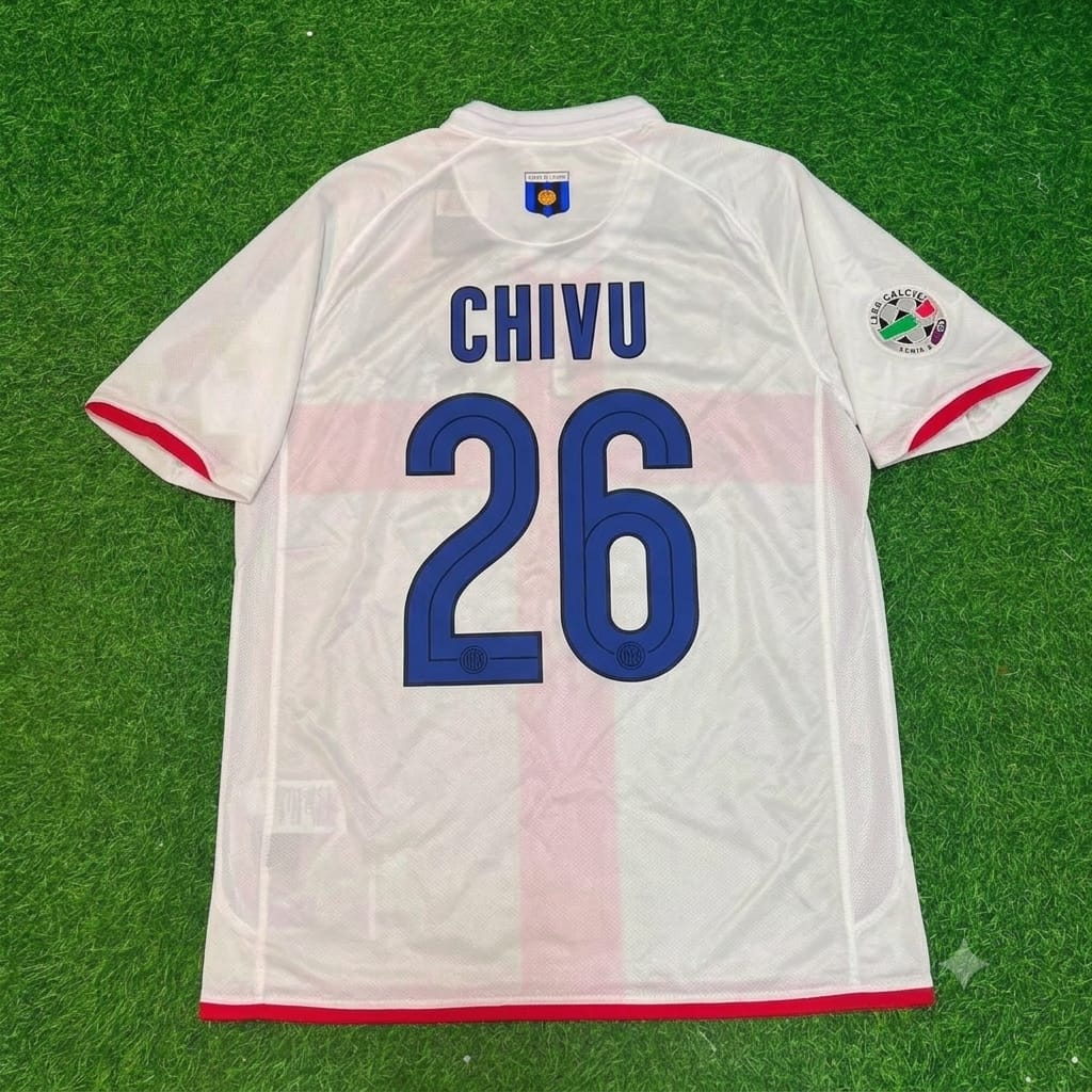 Cristian Chivu #26 Inter 2007- 2008 Season Away White Red Retro Jersey Trikot Maillot Maglia Soccer Shirt