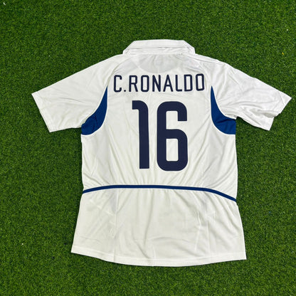 Cristiano Ronaldo Number 16 Portugal 2003 Debut White Retro Football Jersey