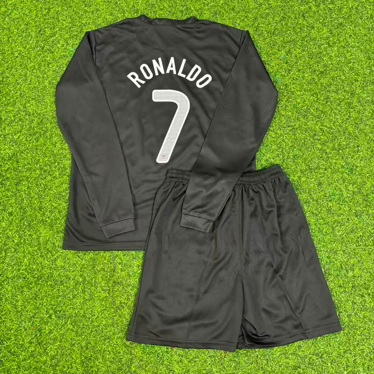 Cristiano Ronaldo #7 Portugal Euro 2012 Kids Away Black Long Sleeve Retro Football Jersey