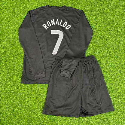 Cristiano Ronaldo #7 Portugal Euro 2012 Kids Away Black Long Sleeve Retro Football Jersey