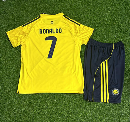 Cristiano Ronaldo CR7 Al Nassr Fußballtrikot-Set für Kinder, neue Saison