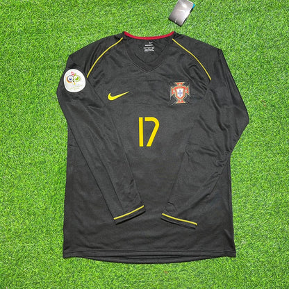 Cristiano Ronaldo CR7 Portugal 2006 World Cup Long Sleeve Black Retro Football Jersey
