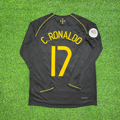 Cristiano Ronaldo CR7 Portugal 2006 World Cup Long Sleeve Black Retro Football Jersey