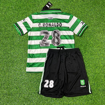 Cristiano Ronaldo First Football Team Sporting CP Lisbon Football Jersey Kit