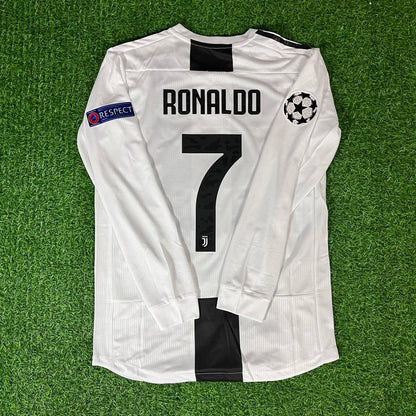 Cristiano Ronaldo Juventus 2018 2019 Langarm-Retro-Trikot