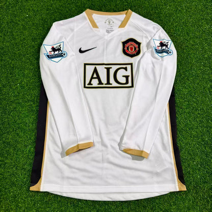 Cristiano Ronaldo #7 Manchester United 2006-2007 White Retro Long Sleeve Football Jersey