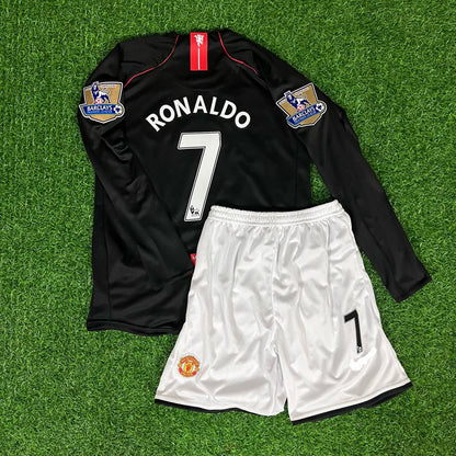 Cristiano Ronaldo 7 Manchester United 2007–2008 Schwarzes Kinder-Kit-Jersey Trikot Maillot KinderTrikot Fußball-Shirt