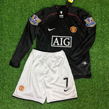 Cristiano Ronaldo 7 Manchester United 2007–2008 Schwarzes Kinder-Kit-Jersey Trikot Maillot KinderTrikot Fußball-Shirt
