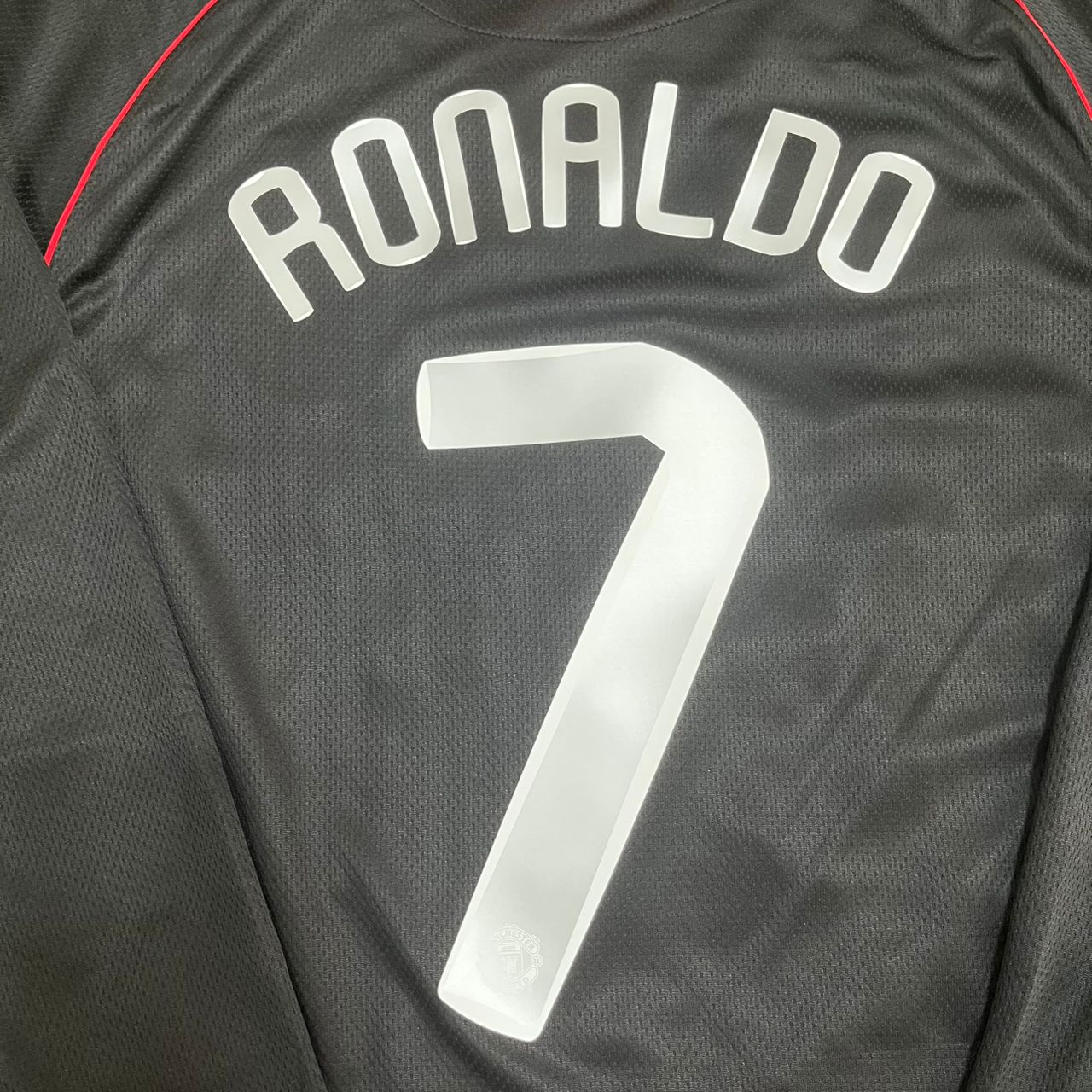Cristiano Ronaldo Manchester United 2007/2008 Champions League Patch Black Retro Football Jersey Kit