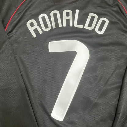 Cristiano Ronaldo Manchester United 2007/2008 Champions League Patch Black Retro Football Jersey Kit