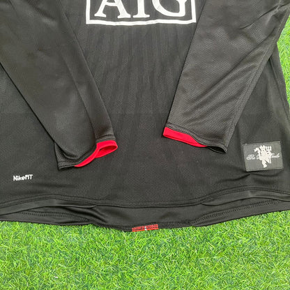 Cristiano Ronaldo Manchester United 2007/2008 Champions League Patch Black Retro Football Jersey Kit