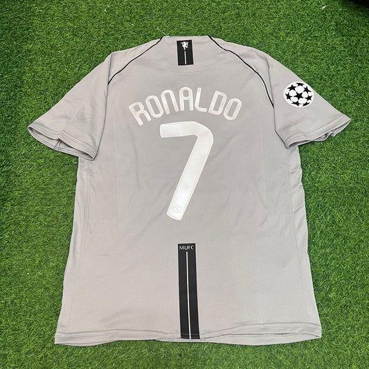 Cristiano Ronaldo Manchester United 2007 2008 Grey Retro Jersey Trikot Maillot Soccer Shirt