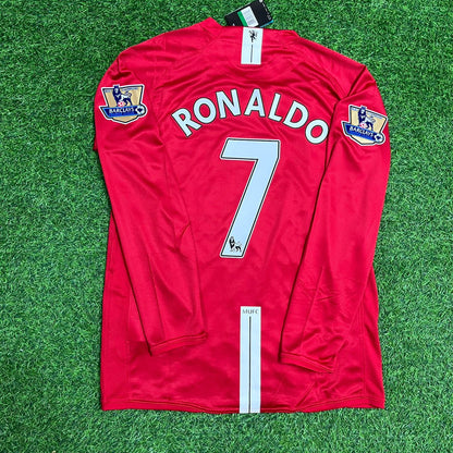 Cristiano Ronaldo Manchester United 2008 EPL Patch Retro Long Sleeve Jersey