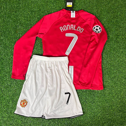 Cristiano Ronaldo 7 - Manchester United 2008 Final Red Long Sleeve Kit Jersey Trikot Maillot KinderTrikot Soccer Shirt