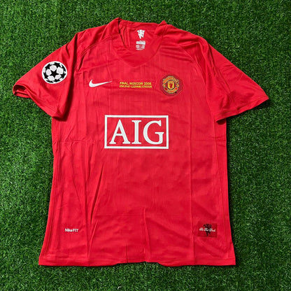 Nemanja Vidic Manchester United Champions League Final Moscow 2008 Retro Red Football Shirt Soccer Shirt