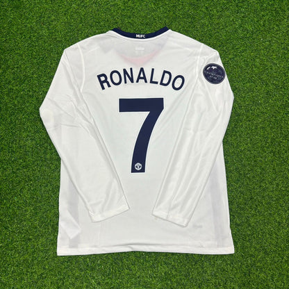 Cristiano Ronaldo Manchester United 2009 CL Final White Long-Sleeve Retro Football Shirt