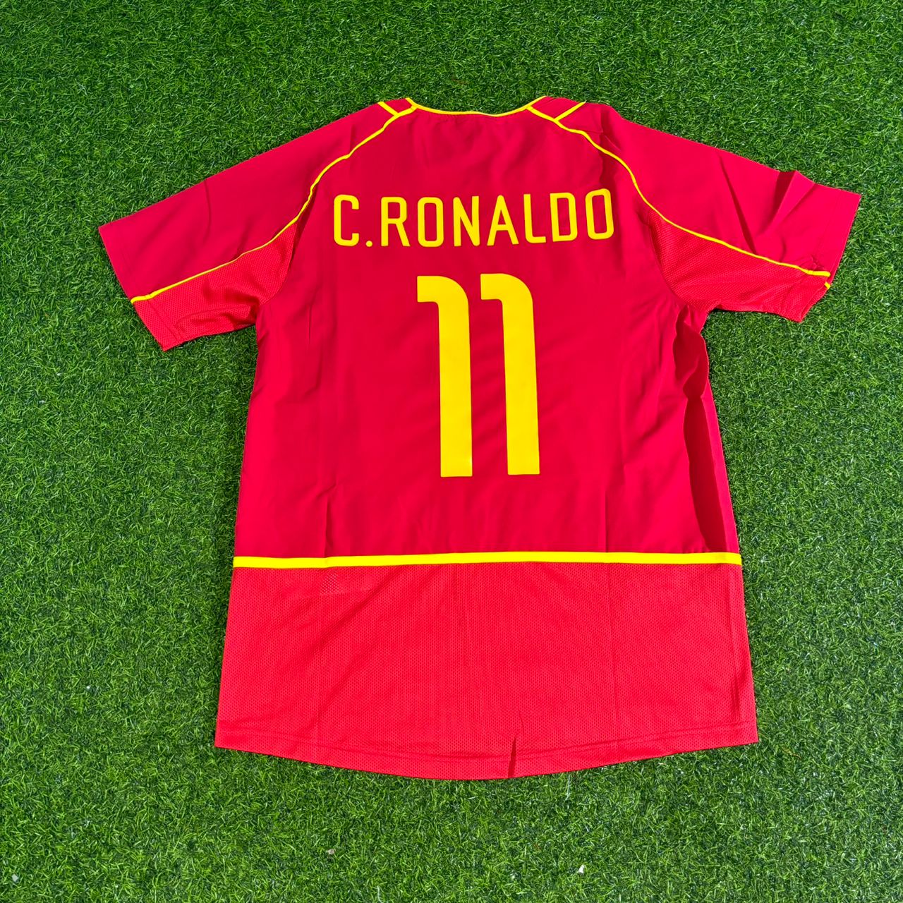 Cristiano Ronaldo Number 11 Portugal 2002 Retro Home Red Football Jersey