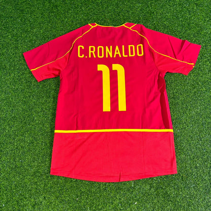 Cristiano Ronaldo Number 11 Portugal 2002 Retro Home Red Football Jersey