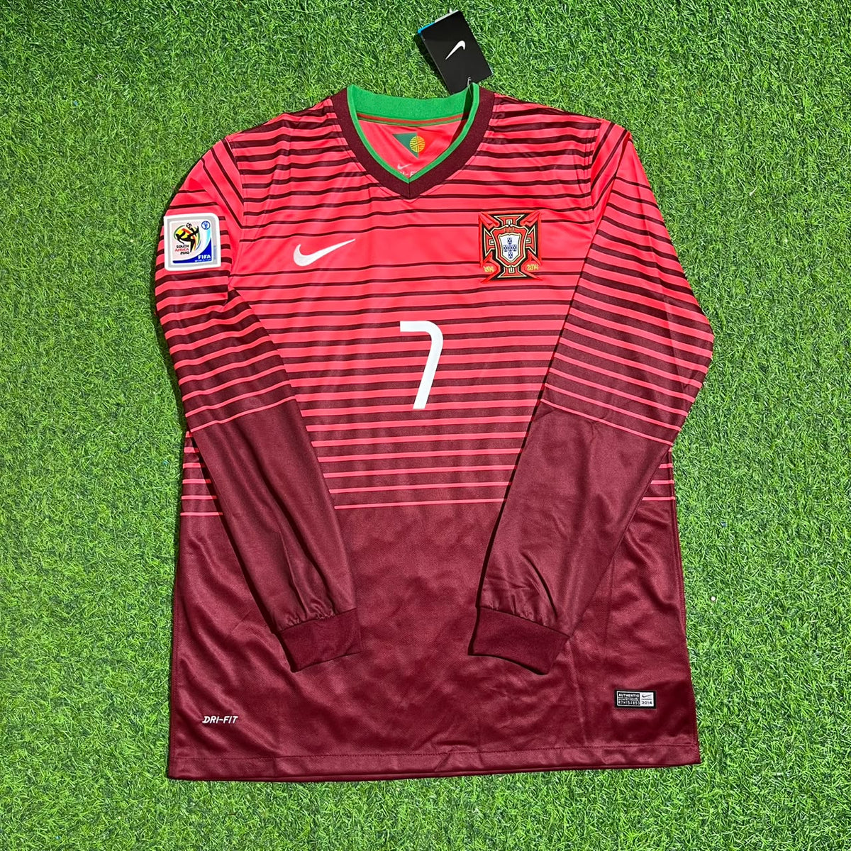 Cristiano Ronaldo Portugal 2014 World Cup Home Red Long Sleeve Retro Jersey Trikot Maglia