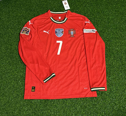 Cristiano Ronaldo Portugal UEFA Nations League Winner Red LS Jersey Trikot Maillot Soccer Shirt