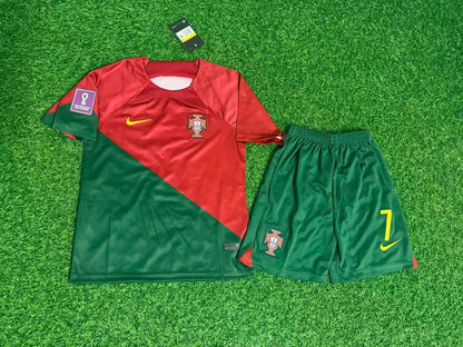 Cristiano Ronaldo Portugal 2022 World Cup Home Football Jersey Kit