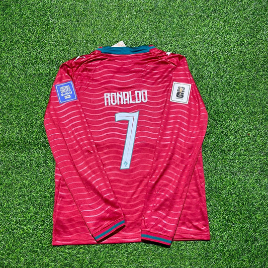 Cristiano Ronaldo Portugal 2026 Rotes Heimtrikot mit langen Ärmeln