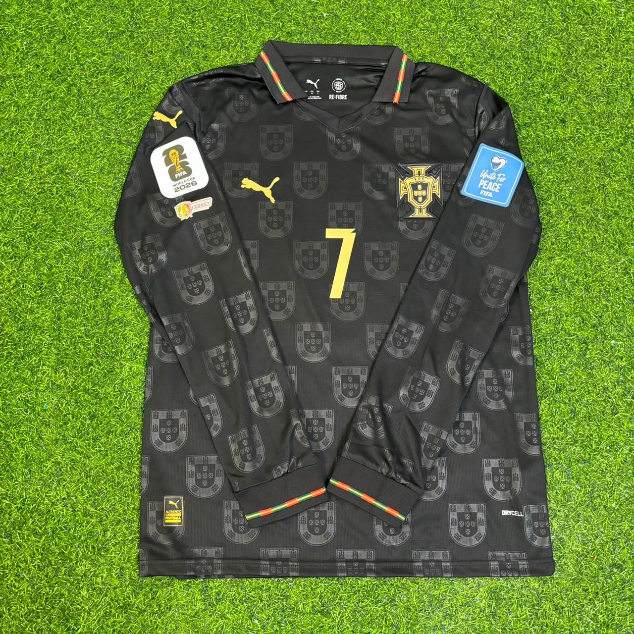 Cristiano Ronaldo Portugal 2026 World Cup Black Legacy Patch Long Sleeve Football Jersey