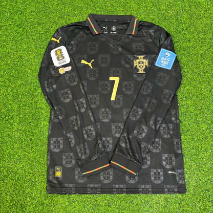 Cristiano Ronaldo Portugal 2026 World Cup Black Legacy Patch Long Sleeve Football Jersey