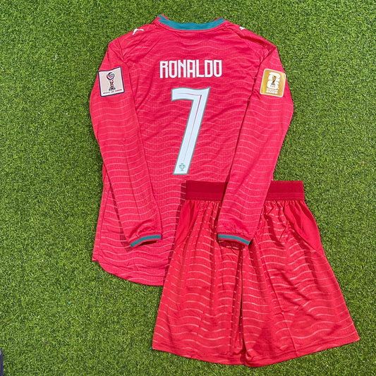 Cristiano Ronaldo Portugal 2026 Red Home Kids Long Sleeve Football Jersey