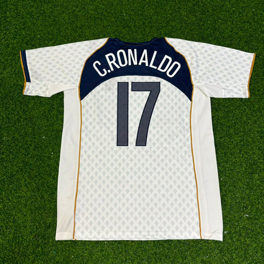 Cristiano Ronaldo 17 Portugal EURO 2004 Retro White Away Soccer Kit Jersey Trikot Soccer Shirt