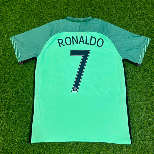 Cristiano Ronaldo Portugal EURO 2016 Green Retro Football Jersey Trikot Maillot