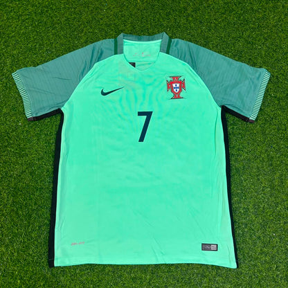 Cristiano Ronaldo Portugal EURO 2016 Green Retro Football Jersey Trikot Maillot