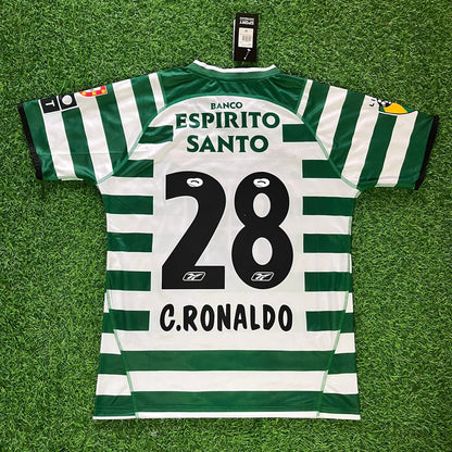 Cristiano Ronaldo 28 – Sporting CP Lissabon 2001–2003 Retro-Trikot – | Trikot | Maillot Soccer Shirt